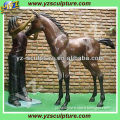 life size garden decorative bronze girl and horse